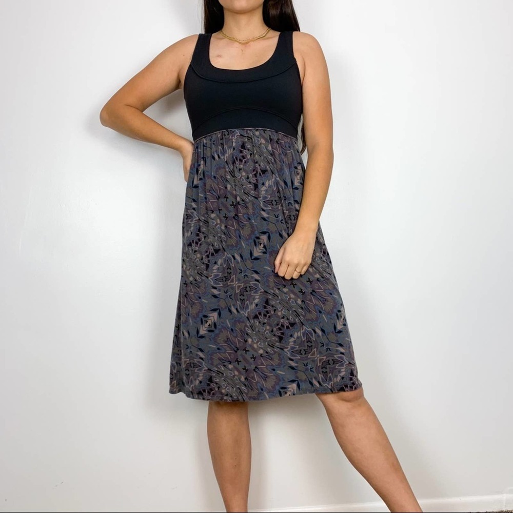 Athleta Tank Shelf Bra Printed Pattern Mini Knee Length Dress Size Small Tall